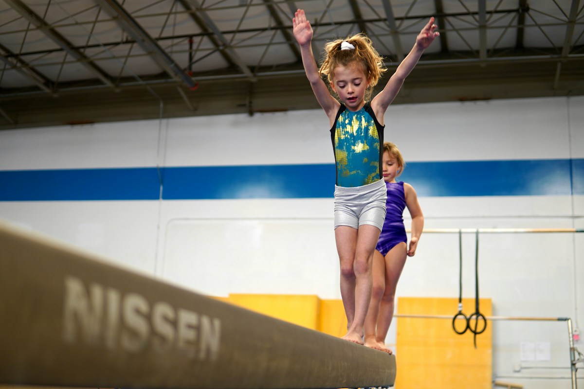 Jumping on a trampoline